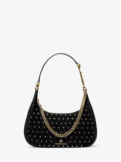 Piper Small Studded Suede Shoulder Bag 